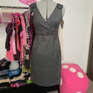 Gray and black pinstripe dress